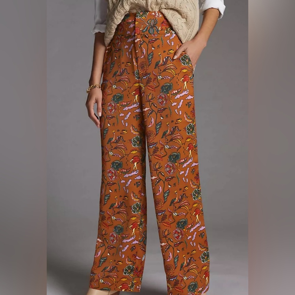 Scotch and Soda Silky/Satin Pants Botanical NWT Wide Leg